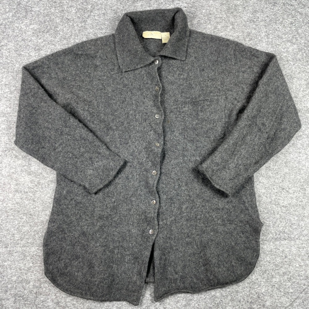 J. Jill Shirt Jacket Womens S Gray 100% Cashmere Button Front Shirt Long Sleeve